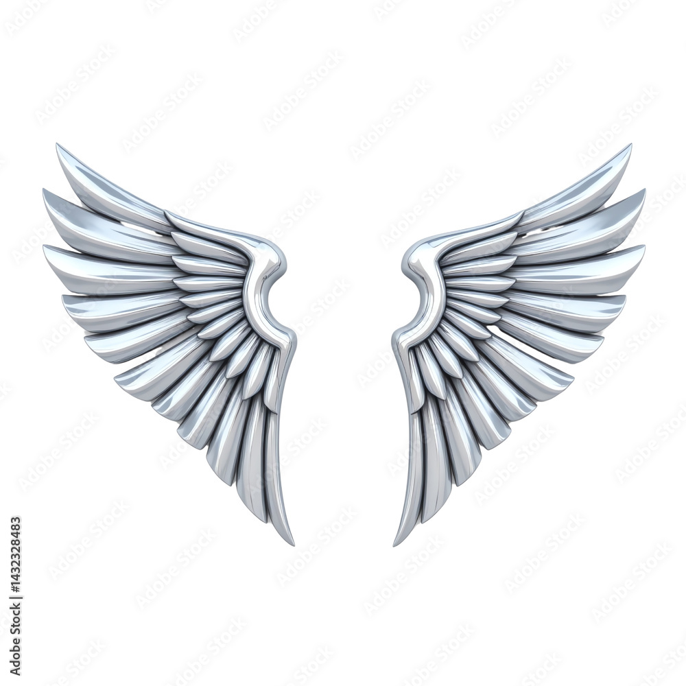 Obraz premium Stylized angel wings, white isolated background
