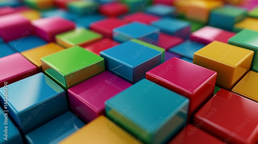 Obraz premium Abstract Colorful Cubes Array Background - Modern Playful Design Element