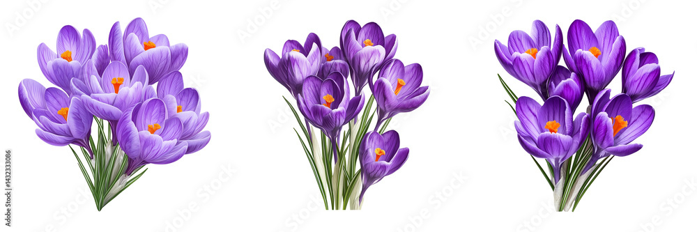 Naklejka premium Beautiful Purple Crocus Flower Group