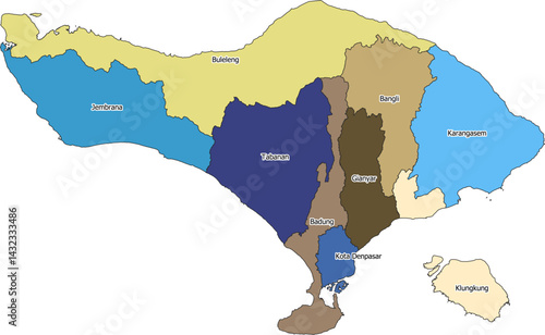 Bali Island Boundary Map administrative division Peta Batas Wilayah Administrasi Bali Indonesia