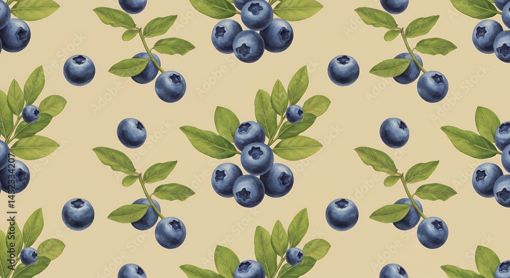 Behold seamless pattern featuring abundance ripe berries lush blueberry leaves gracefully arranged warm beige vintage inspired design blueberries perfect elegant cards stylish textiles unique tags Behold seamless pattern featuring abundance ripe berries lush blueberry leaves gracefully arranged warm beige vintage inspired design blueberries perfect elegant cards stylish textiles unique tags