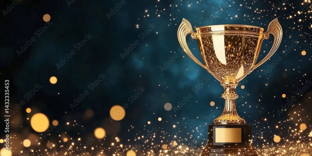 Golden Trophy Award in Celebration, Symbolizing Achievement and Success Golden Trophy Award in Celebration, Symbolizing Achievement and Success