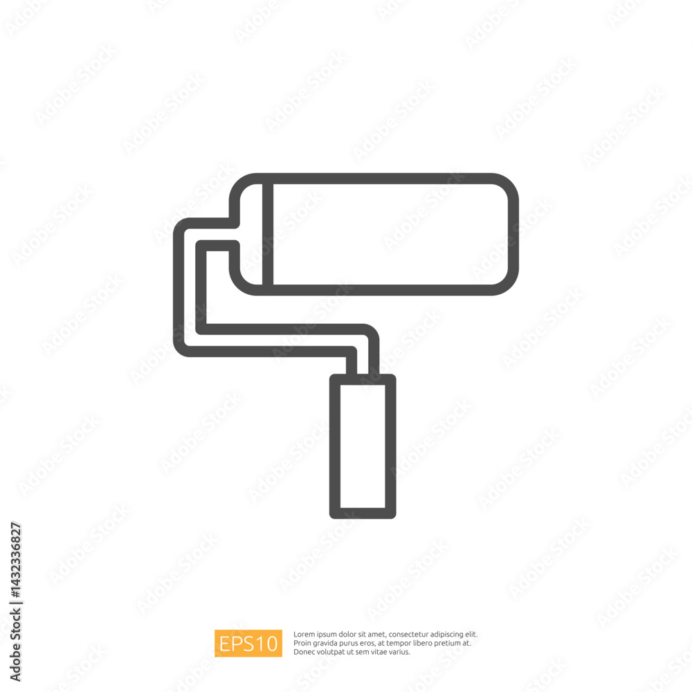 Home Renovation Icon Featuring a Simple Paint Roller Design for Interior Improvement and Redecoration Projects Home Renovation Icon Featuring a Simple Paint Roller Design for Interior Improvement and Redecoration Projects