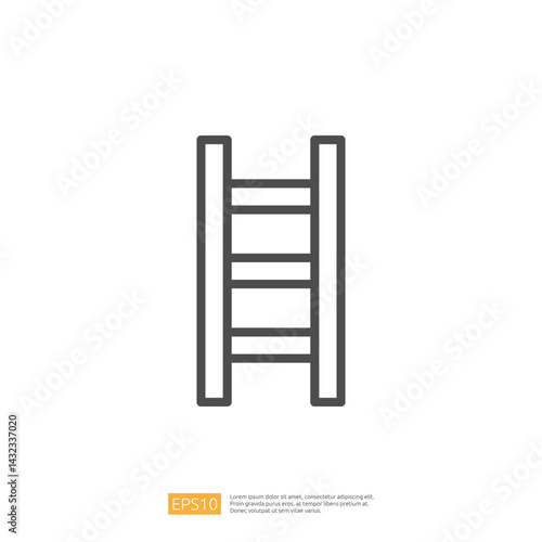 Simple Outline Icon of a Ladder Representing Home Renovation and Improvement Projects