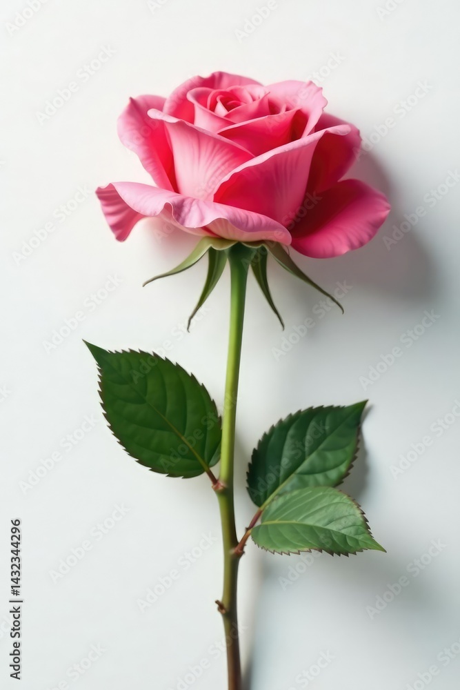 Single rose with delicate petals and subtle texture on white background, simplicity, elegance Single rose with delicate petals and subtle texture on white background, simplicity, elegance