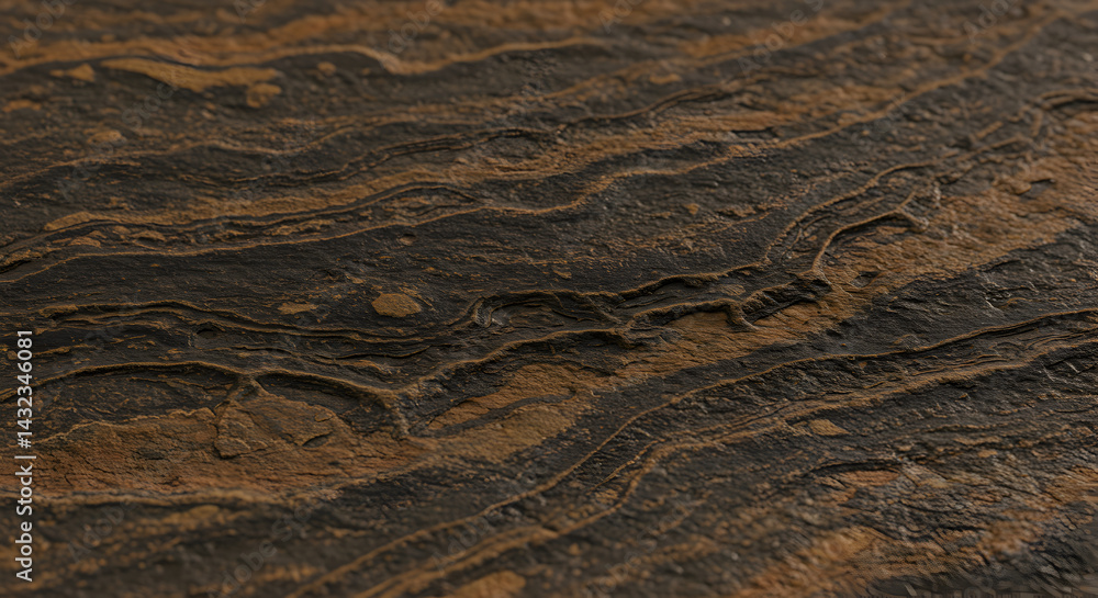 Dark Stratified Rock Texture with Brown and Black Wavy Layers Dark Stratified Rock Texture with Brown and Black Wavy Layers
