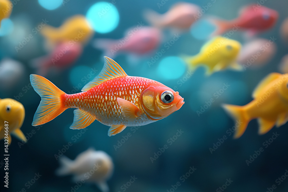 data represented as a school of fish, data represented as a school of fish,
