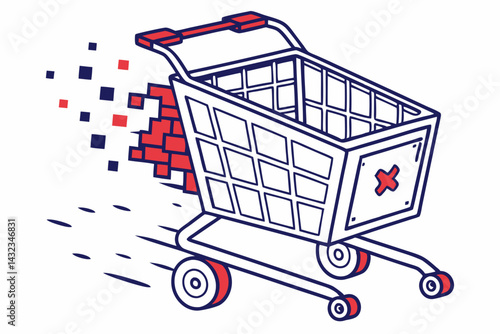 Shopping Cart with Pixel Glitch Style