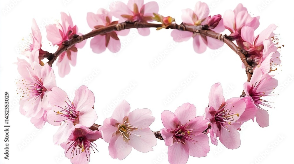 Naklejka premium Delicate pink blossoms form a floral crown.