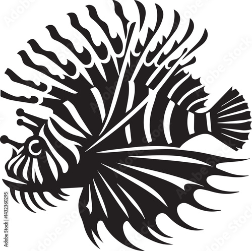 Black lionfish fish vector, lionfish fish logo silhouette vector