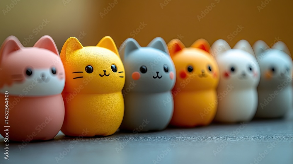 Cute cartoon cats in a row Cute cartoon cats in a row