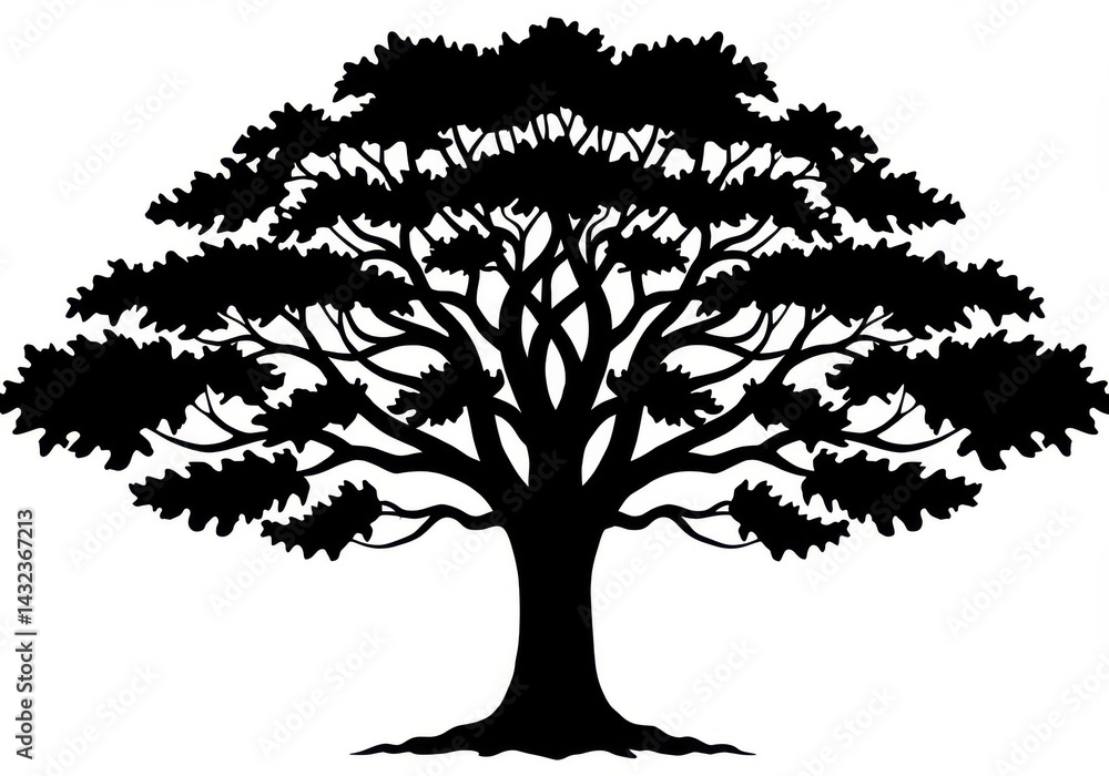 Obraz premium Silhouette of a deciduous tree