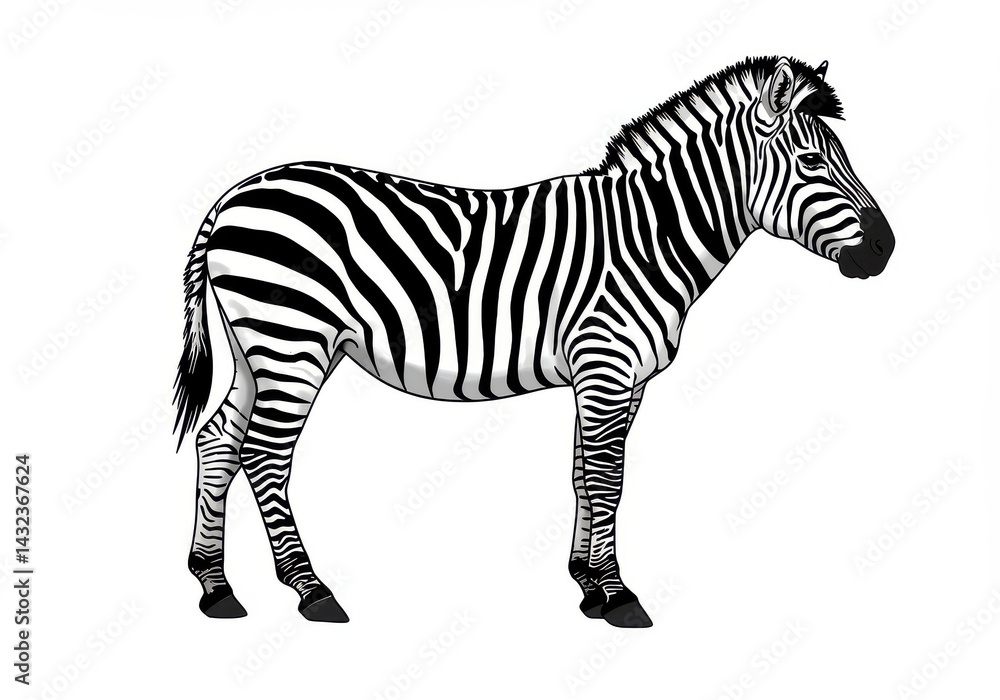 Obraz premium Stripped zebra standing isolated