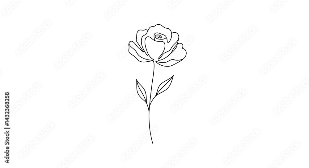 Minimalist Rose Line Art on White Background Minimalist Rose Line Art on White Background