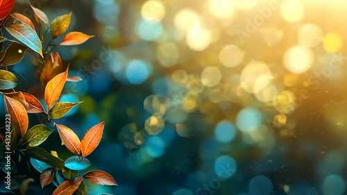 Autumn leaves, bokeh background, sunlight, nature