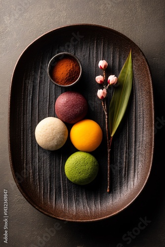 Obraz na płótnie Gourmet Daifuku Dessert Display Luxurious Table Setting Elegant Environment Close-Up View Culinary Art w salonie
