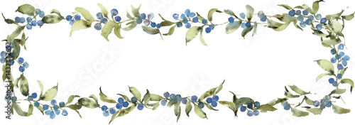 水彩画。水彩タッチのブルーベリーイラスト。ブルーベリーと緑の植物のベクター背景。夏。Adobe Stock_template_5_3Watercolor painting. Blueberry illustration with watercolor touch. Blueberry and green plants vector background. Summer.