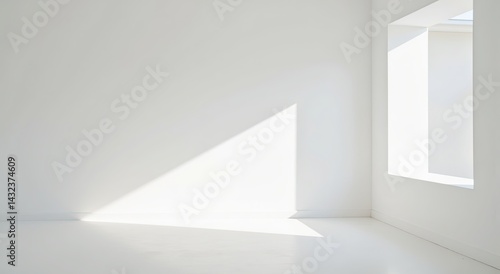 Wallpaper Mural Bright minimalist room with natural light, empty white walls and floor, ideal for modern interior design concepts, peaceful ambiance.use for mockup Torontodigital.ca
