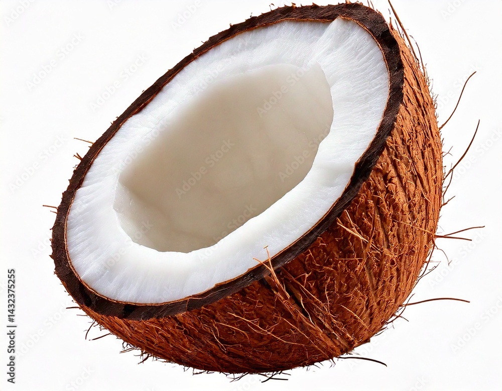 Fresh Half Coconut Isolated – Tropical Fruit Image High-quality and High-Resolution Close-up Fresh Half Coconut Isolated – Tropical Fruit Image High-quality and High-Resolution Close-up