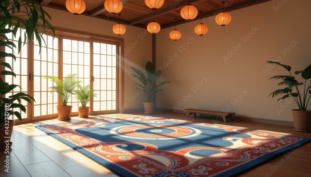 Fototapeta premium Serene Interior with Asian-Inspired Decor