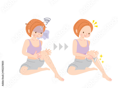 自分で脛の脱毛をする女性セット