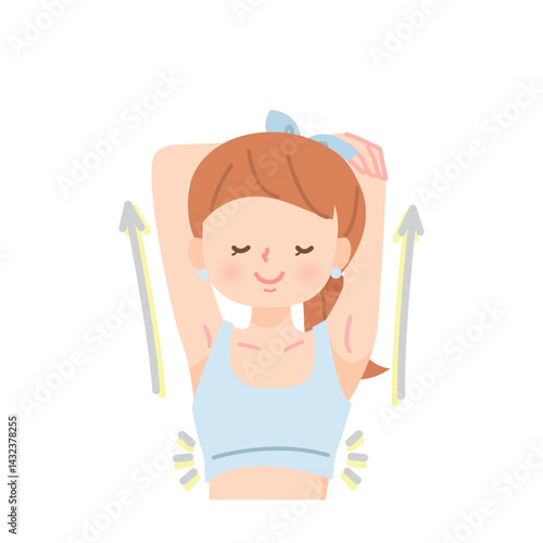 上半身をストレッチする女性