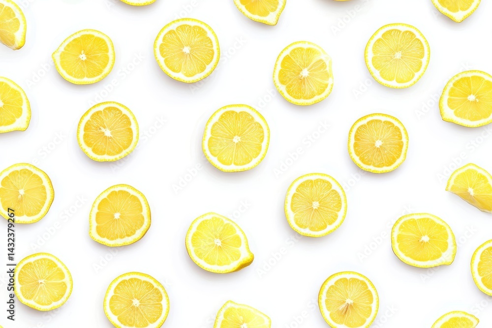 Lemon slices pattern on white background Lemon slices pattern on white background