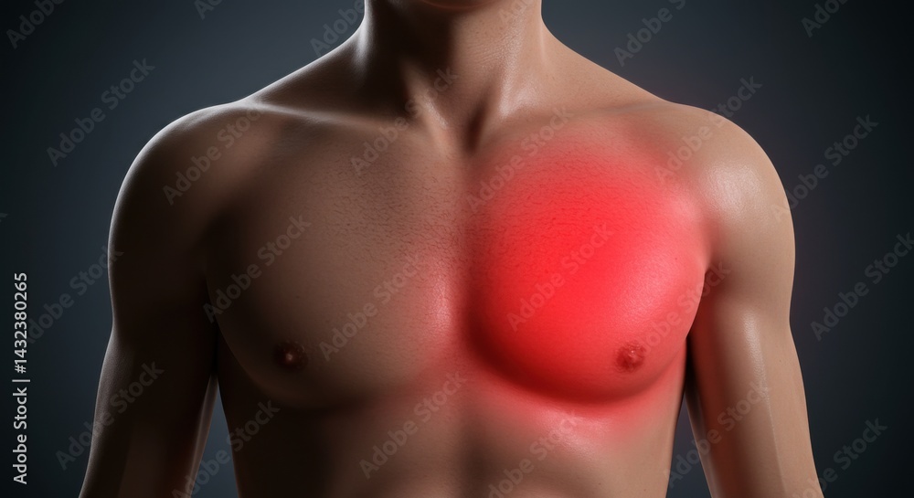 Naklejka premium Chest Pain Anatomy Heart Ribcage Muscle Inflammation