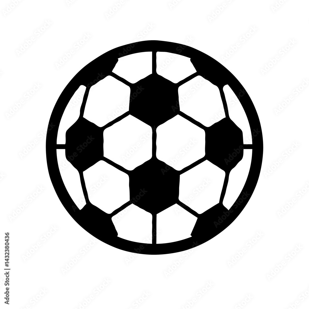 Naklejka premium Soccer Ball Icon in Black and White Design 
