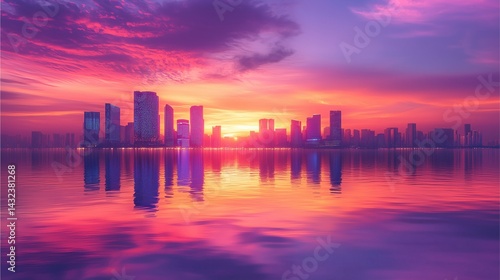 Abstract futuristic architecture gateway arch reflection