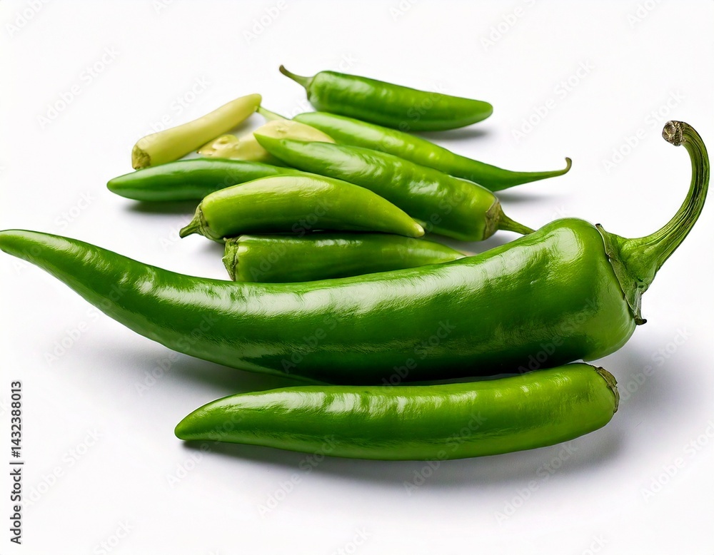 Green Chili isolated on a withe background Green Chili isolated on a withe background