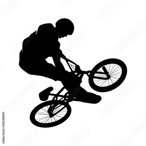 Freestyle BMX bike player silhouette. Vector illustration
