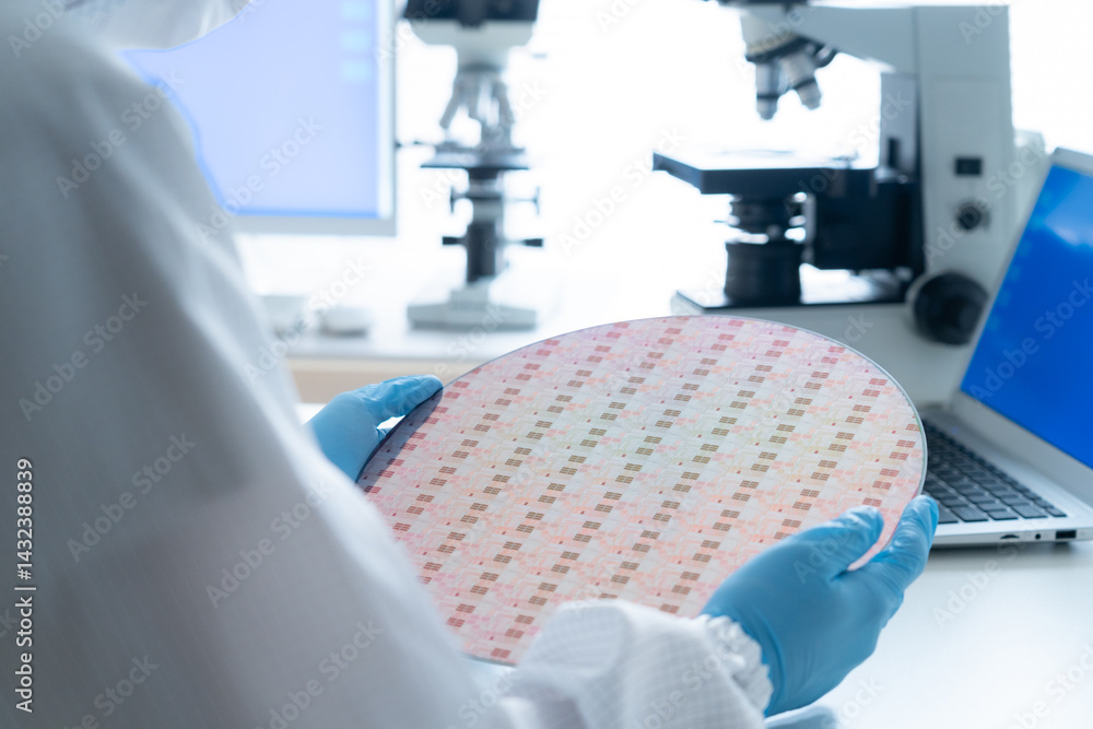 基盤を検査する若い男性エンジニア 基盤を検査する若い男性エンジニア