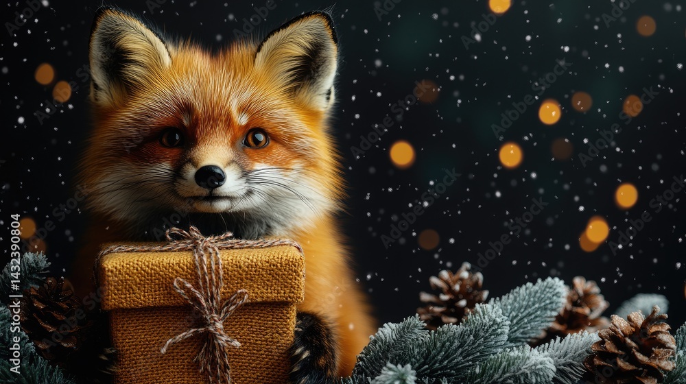 Foxy gift-giver in winter wonderland Foxy gift-giver in winter wonderland