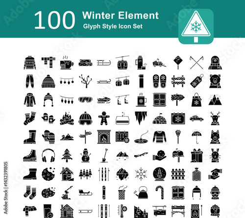 Illustration of Winter Collection design Glyph Icon. Winter Glyph Icon Pack. Set of Winter Solid Icon
