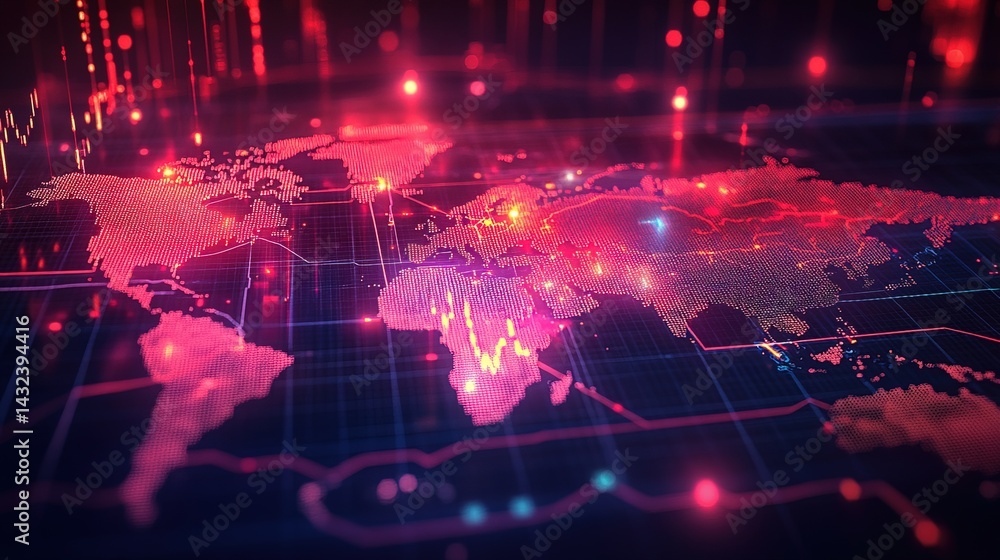 Obraz premium Global Network Data Visualization