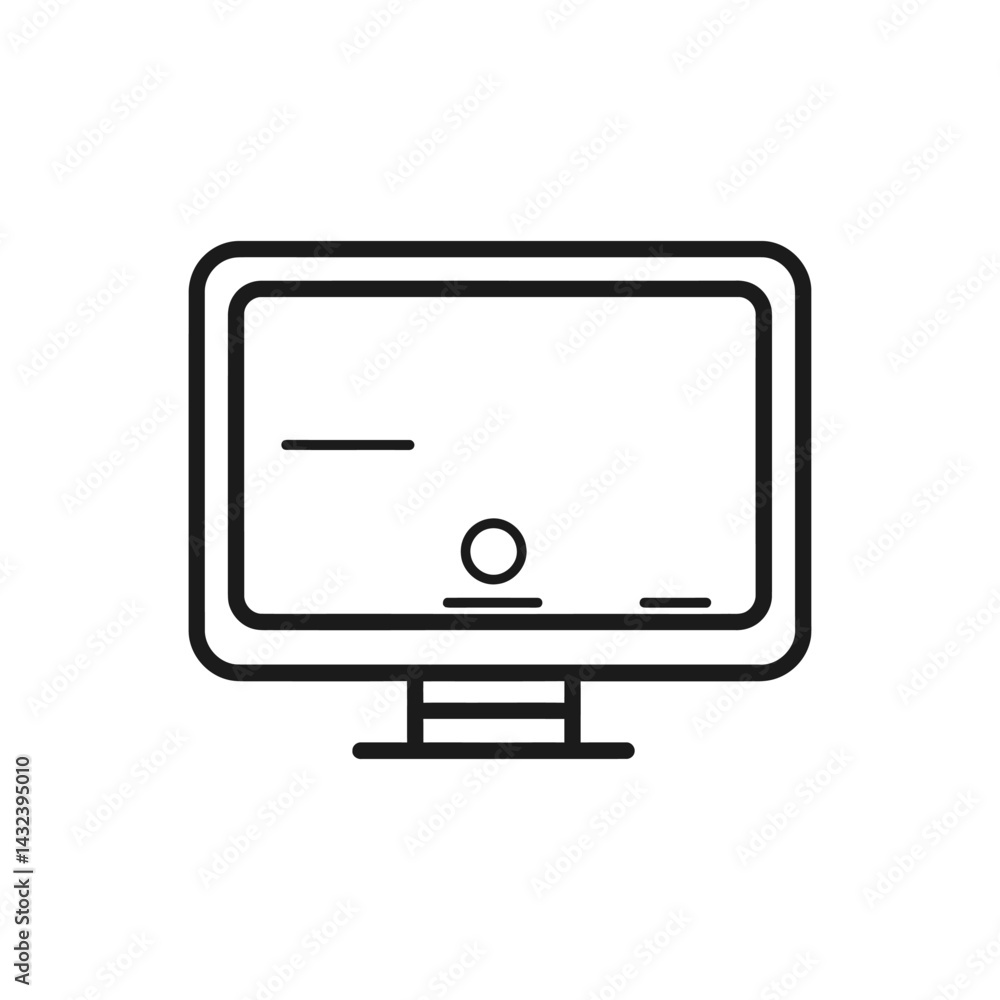 Simple Line Art Monitor on Stand with Transparent Background Modern Design Simple Line Art Monitor on Stand with Transparent Background Modern Design