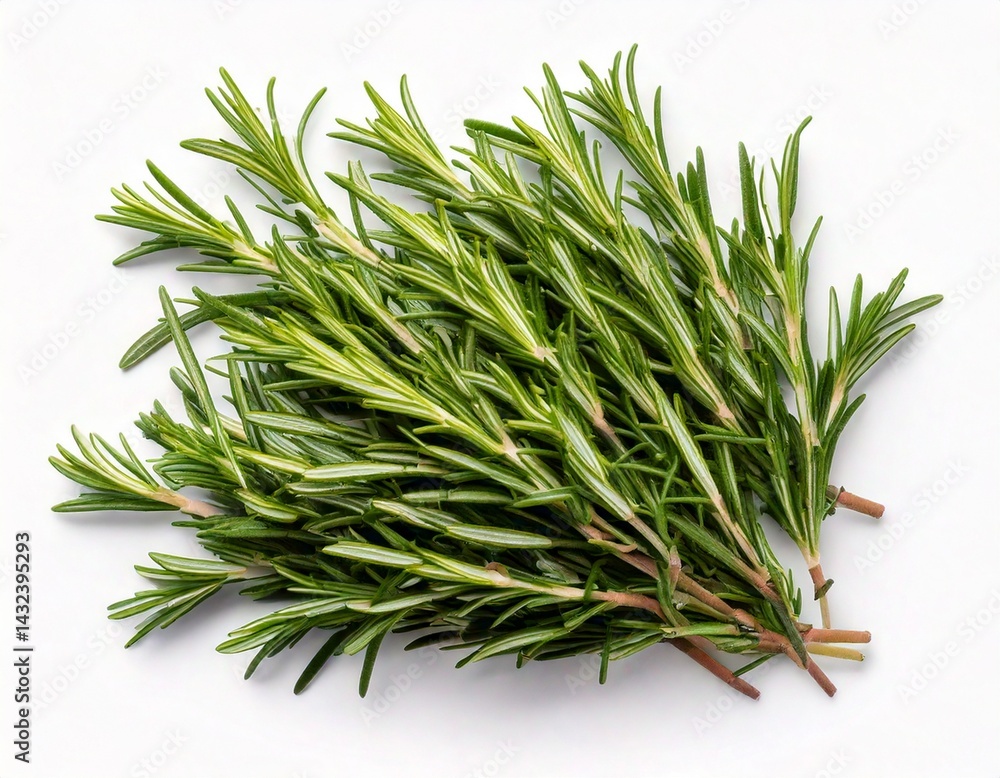 Fototapeta premium Rosemary isolated on white background, Top view, generative ai