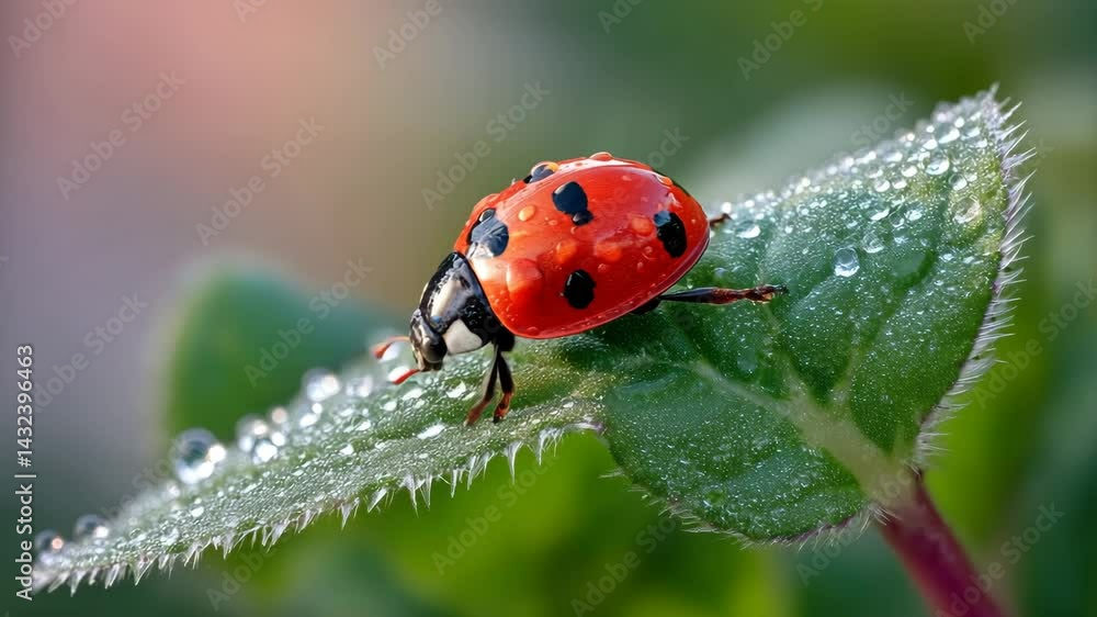 Close-up of ladybug on green leaf with water drops, red ladybug macro in nature, insect crawling on fresh leaf with dew ,ladybug on leaf macro ,red bug close-up dew
Close-up of ladybug on green leaf with water drops, red ladybug macro in nature, insect crawling on fresh leaf with dew ,ladybug on leaf macro ,red bug close-up dew
