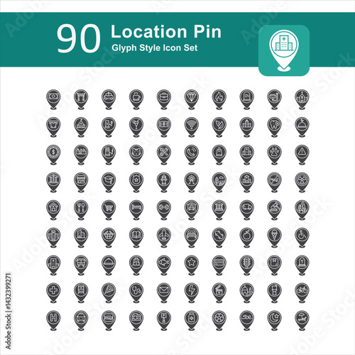Illustration of Location Pin Collection design Glyph Icon. Location Pin Glyph Icon Pack. Set of Location Pin Solid Icon