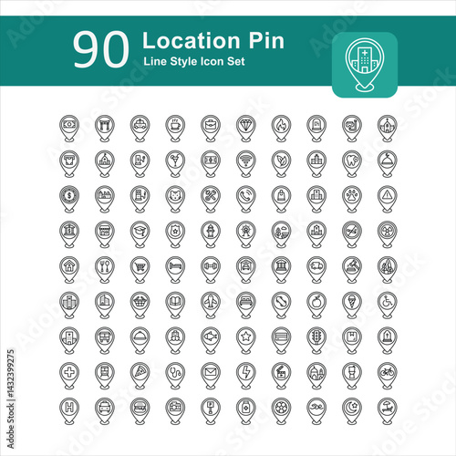 Illustration of Location Pin Collection design Glyph Icon. Location Pin Glyph Icon Pack. Set of Location Pin Solid Icon