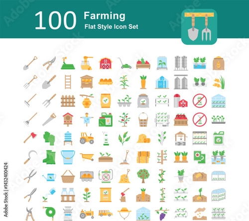Illustration of Farming Collection design Flat Icon. Farming Flat Icon Pack. Set of Farming Flat Icon