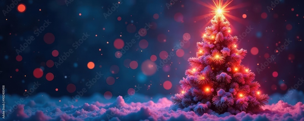 Magnificent Christmas tree, glowing lights, colorful floating bubbles , asset, photo, decoration Magnificent Christmas tree, glowing lights, colorful floating bubbles , asset, photo, decoration
