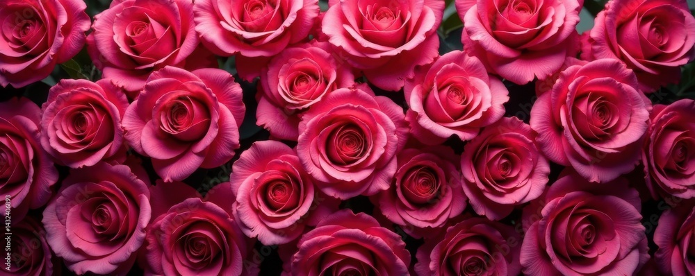 Naklejka premium Vibrant rose wall, textured petals, rich hues , design, garden, macro