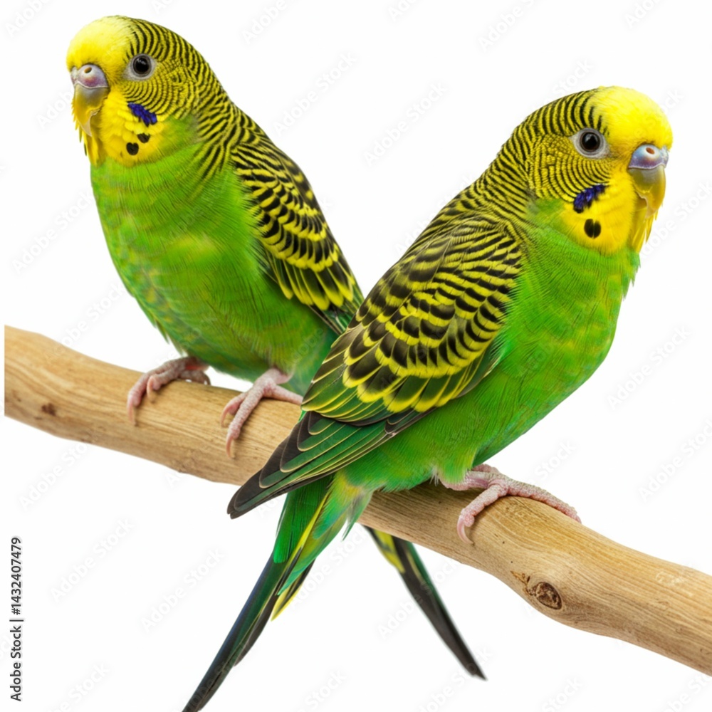 Fototapeta premium Affectionate Budgerigar Pair Posing for a Stunning Portrait