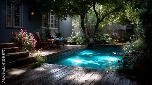 Backyard Pool with Lush Garden