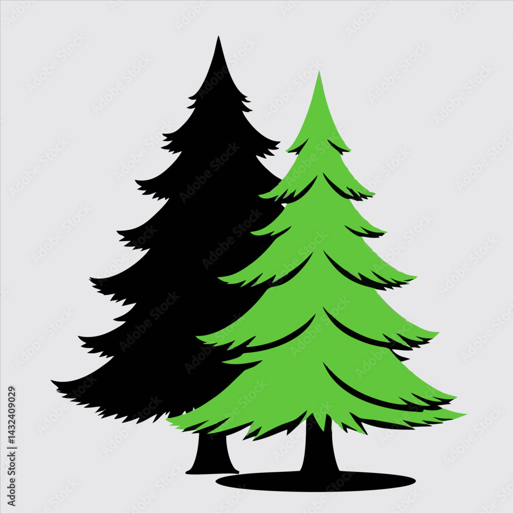 Obraz premium Vektor green Christmas trees in a simple, elegant vector format