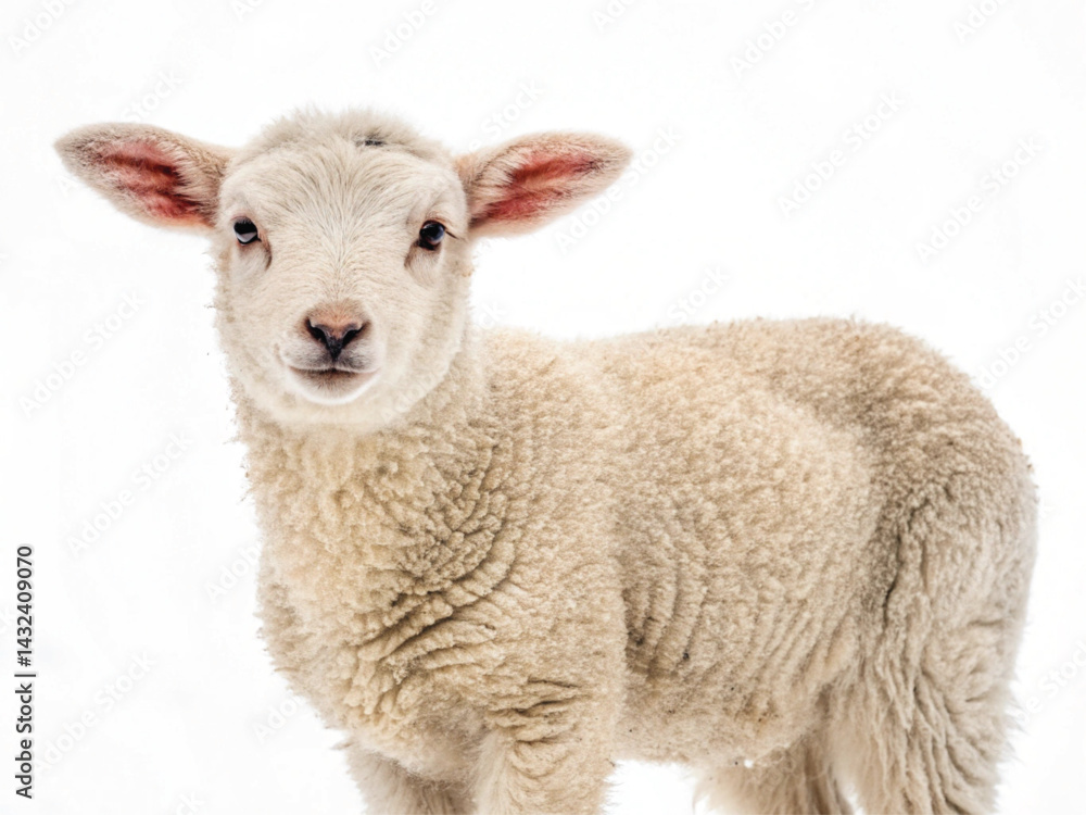 Young Lamb Isolated on White Background – High-Resolution Farm Animal Image Young Lamb Isolated on White Background – High-Resolution Farm Animal Image