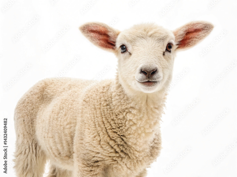 Young Lamb Isolated on White Background – High-Resolution Farm Animal Image Young Lamb Isolated on White Background – High-Resolution Farm Animal Image