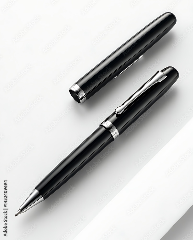 A sleek and elegant close-up of a luxury fountain pen with silver accents on a white background, showcasing a premium writing instrument for business or professional purposes.
A sleek and elegant close-up of a luxury fountain pen with silver accents on a white background, showcasing a premium writing instrument for business or professional purposes.